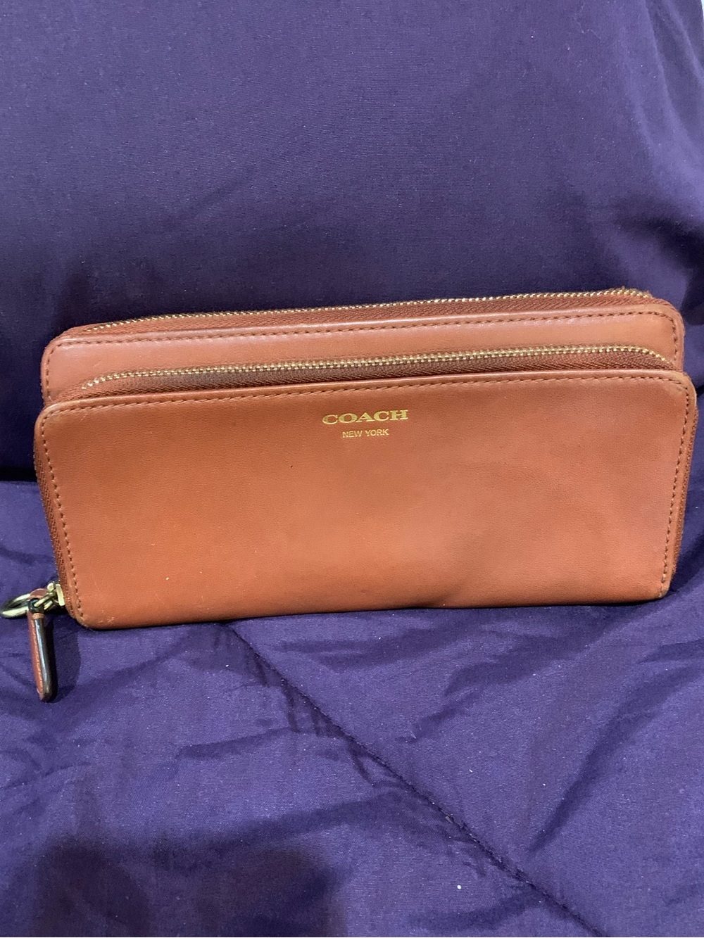 Coach Leather Double Zip Accordion Wallet Wristlet